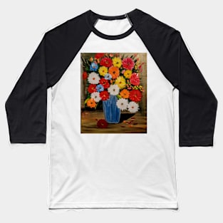 Some mixed flowers with metallic blue vase Baseball T-Shirt